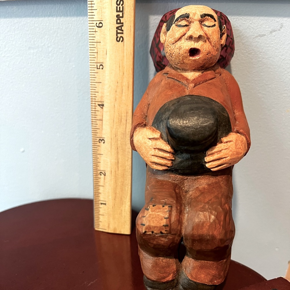 Wood whittled figure. Aprox 6 inch high